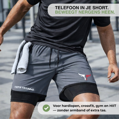 2-in-1 Heren Trainingsshort - Ingebouwde Compressie Liner