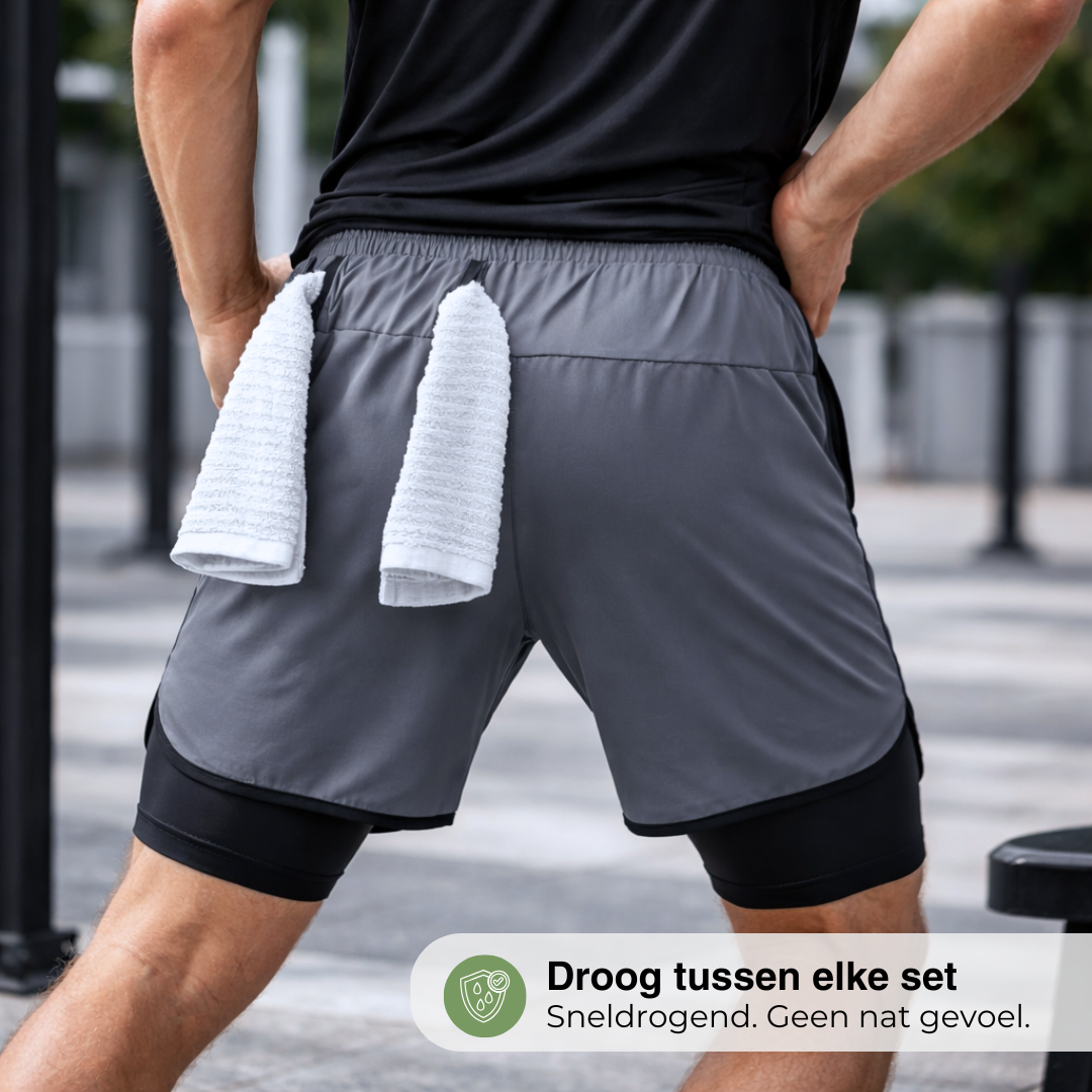 2-in-1 Heren Trainingsshort - Ingebouwde Compressie Liner