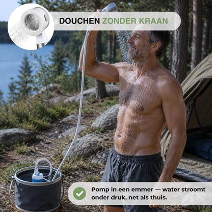 Draagbare Campingdouche Pomp 5000mAh - Oplaadbaar - Compleet Set