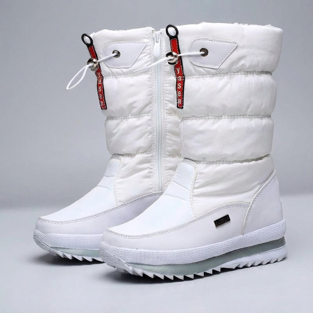 Snowboots dames gevoerd in wit – paar in driekwartaanzicht