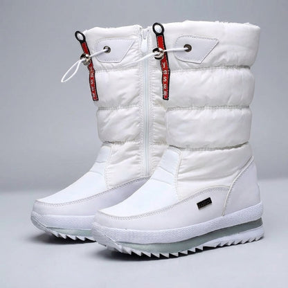 Snowboots dames gevoerd in wit – paar in driekwartaanzicht