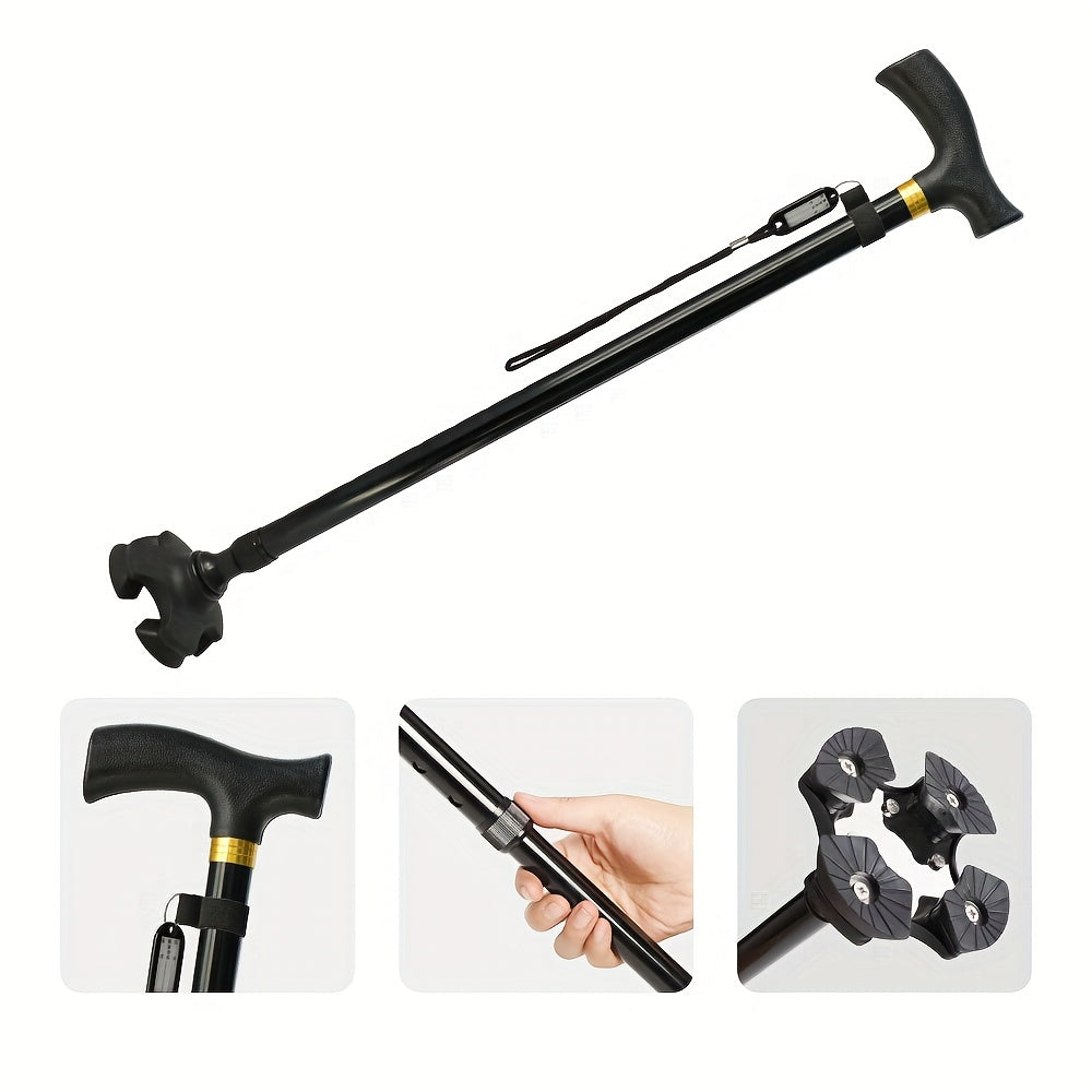 Wandelstok voor Senioren - Verstelbaar 60–98 cm - 4-Poots Antislip Voet