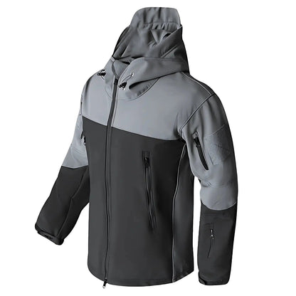 Gevoerde softshell jas heren met capuchon in camouflage