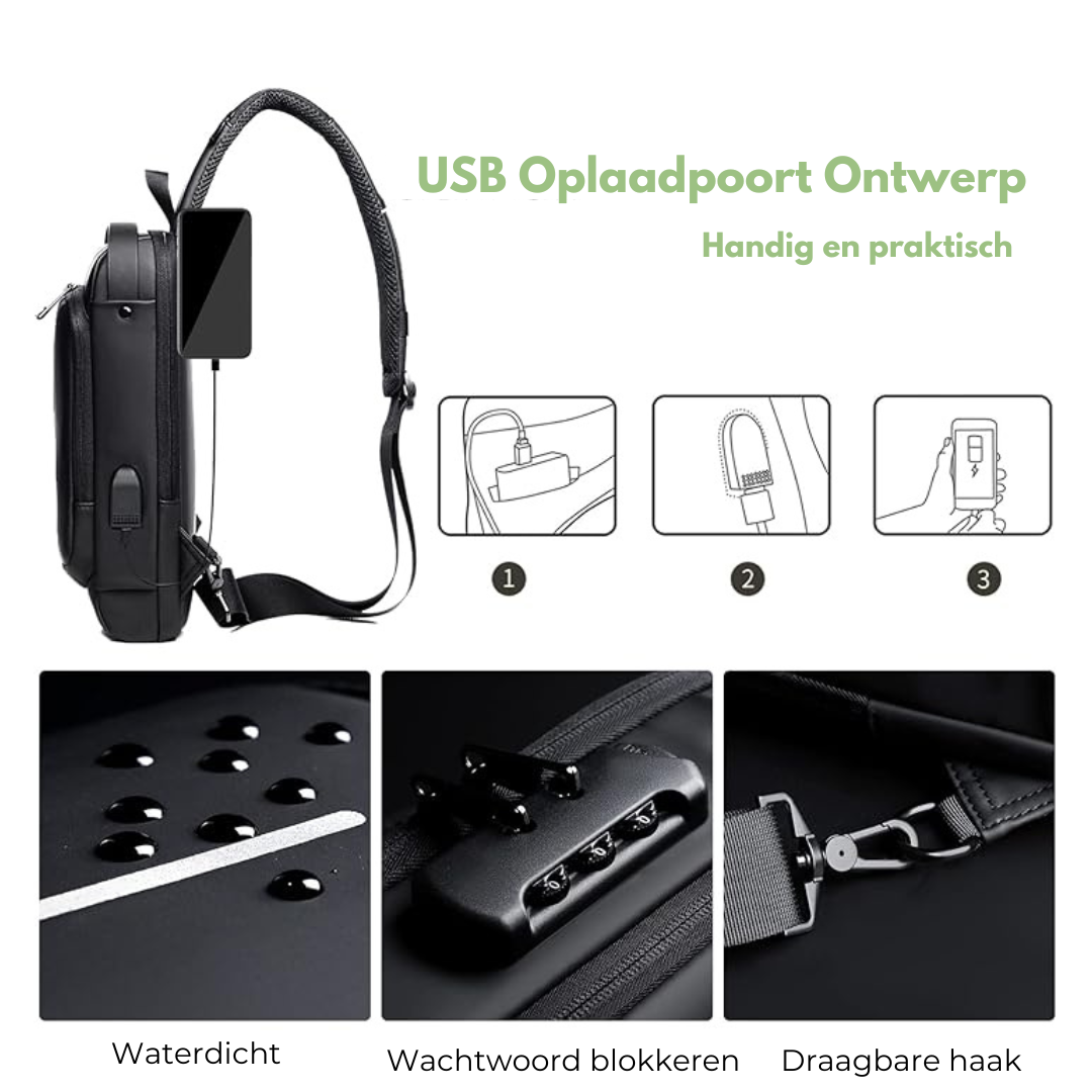 Anti-diefstal Borsttas - USB - Cijferslot