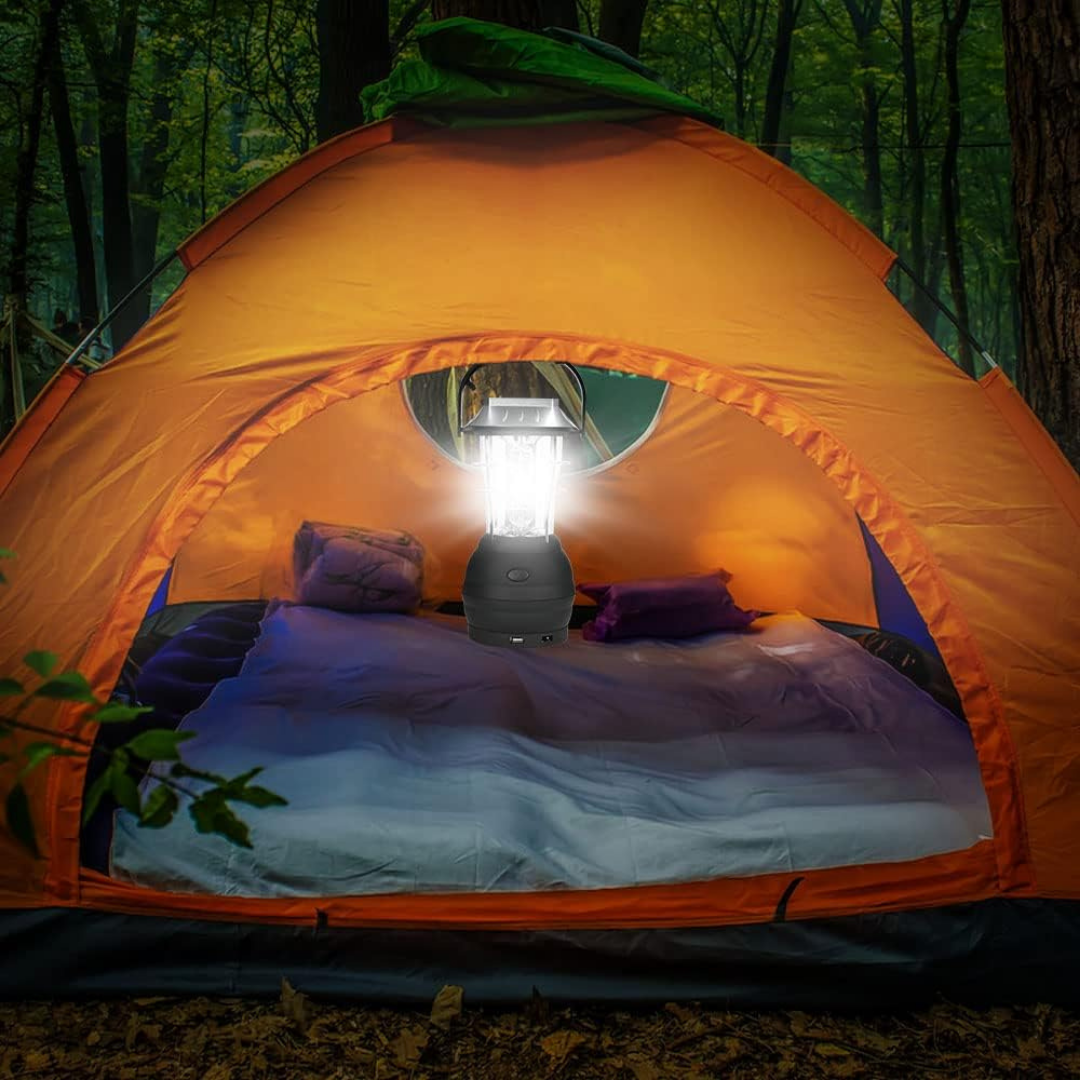 Draagbare Campinglamp – LED - Zonne-energie & Handslinger
