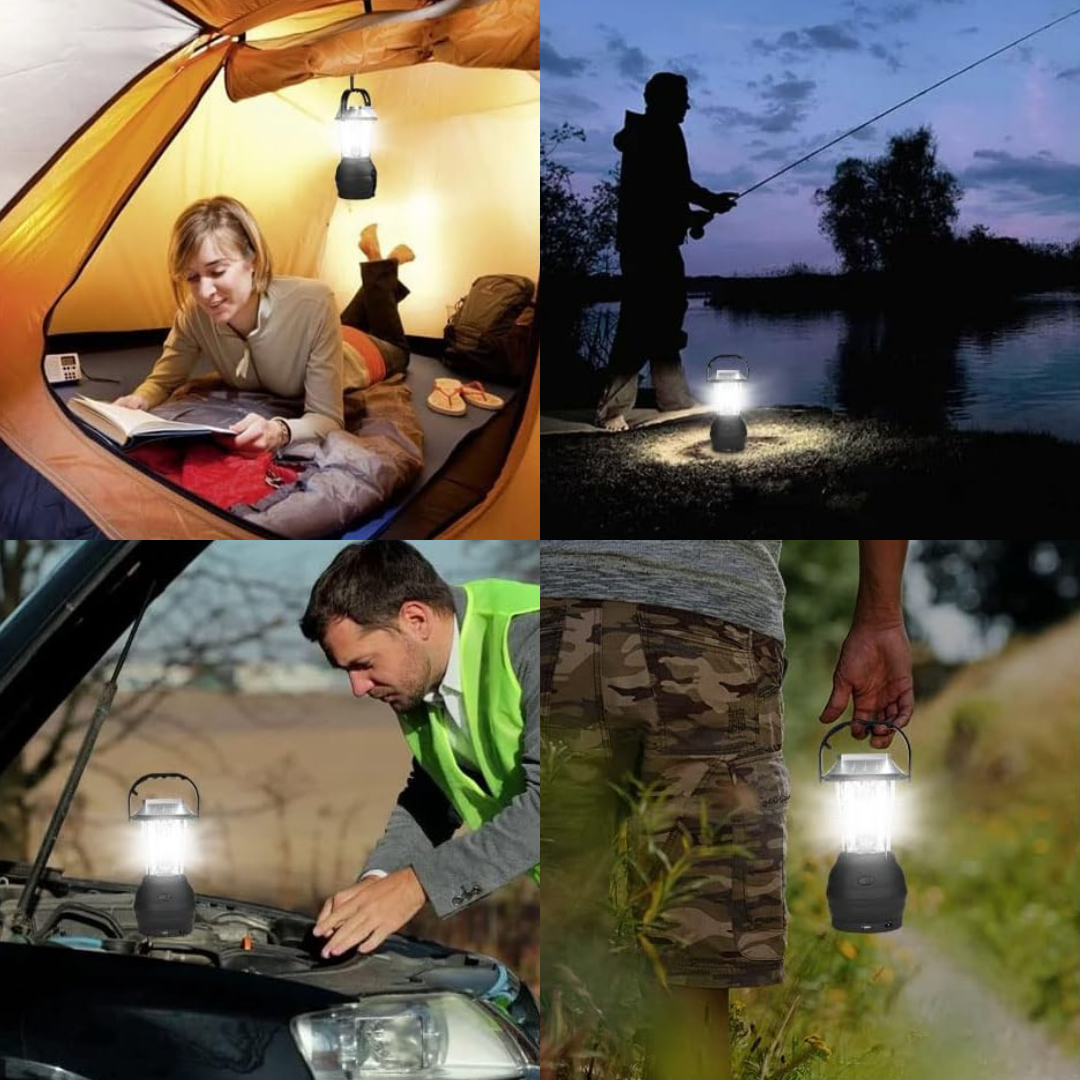 Draagbare Campinglamp – LED - Zonne-energie & Handslinger