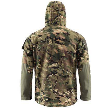 Heren fleecevest tactisch met capuchon in camouflage