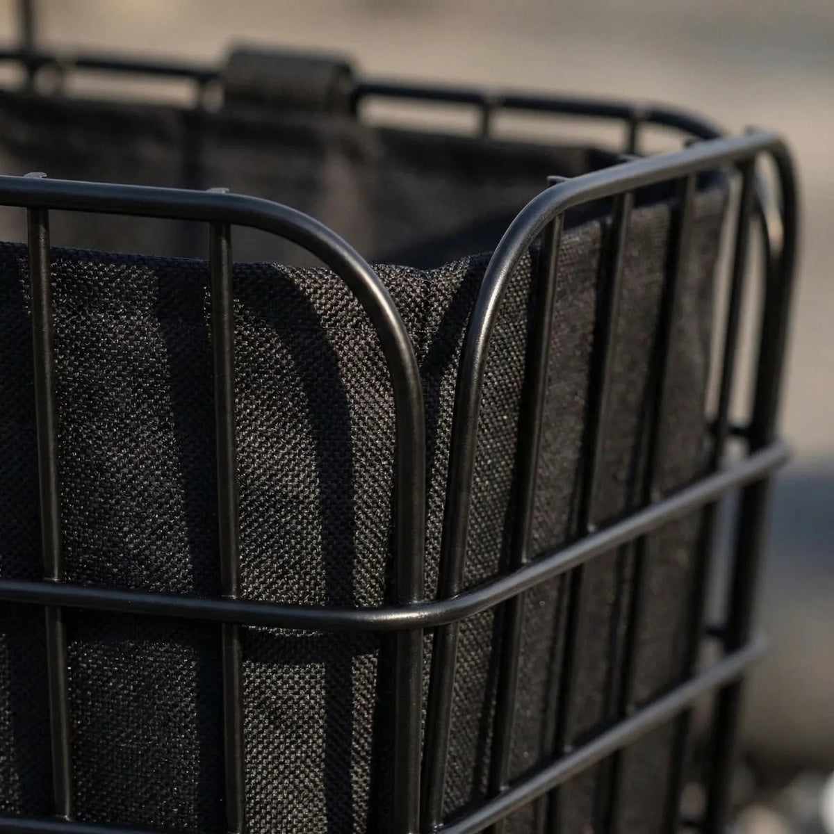 Fietsmand – close-up van draadframe en tasweefsel