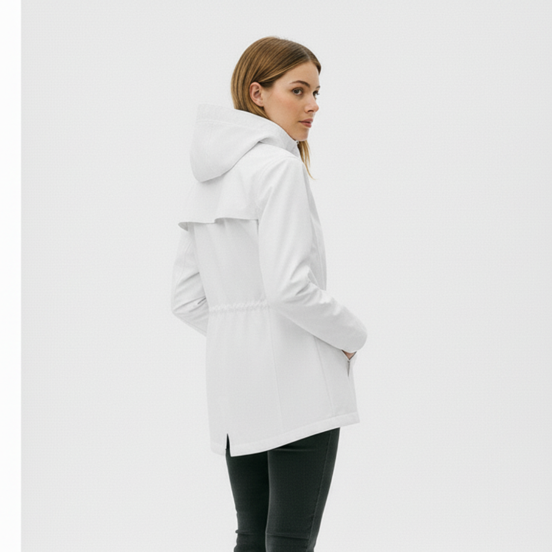Lange Regenjas Dames Licht - Elegante Overgangsjas met Capuchon