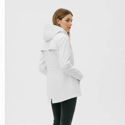 Lange Regenjas Dames Licht - Elegante Overgangsjas met Capuchon