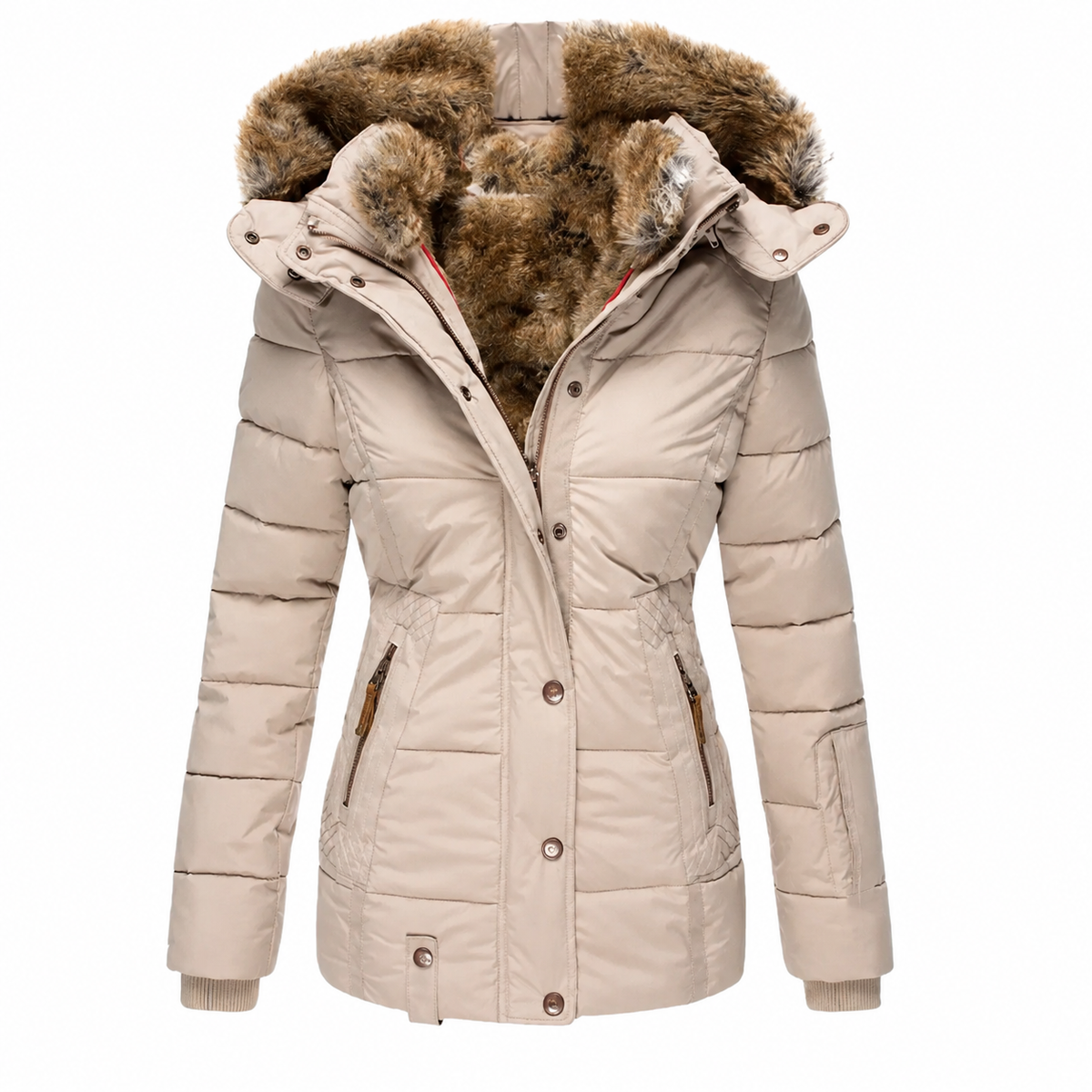 Winterjas Dames - Getailleerd - Afneembare Kap met Bont