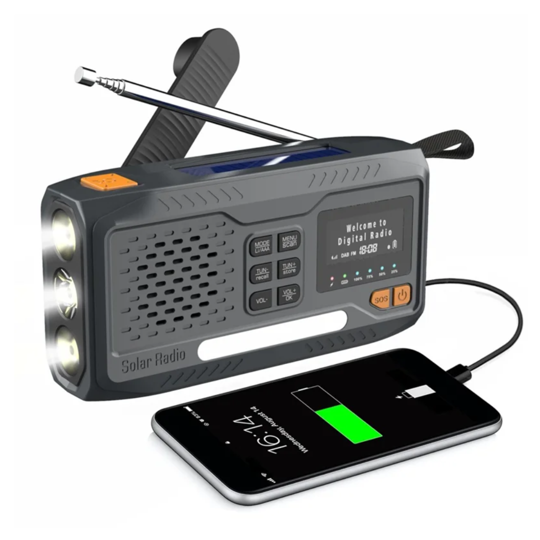 DAB/FM Noodradio 4500mAh – Zonne-energie - Handslinger