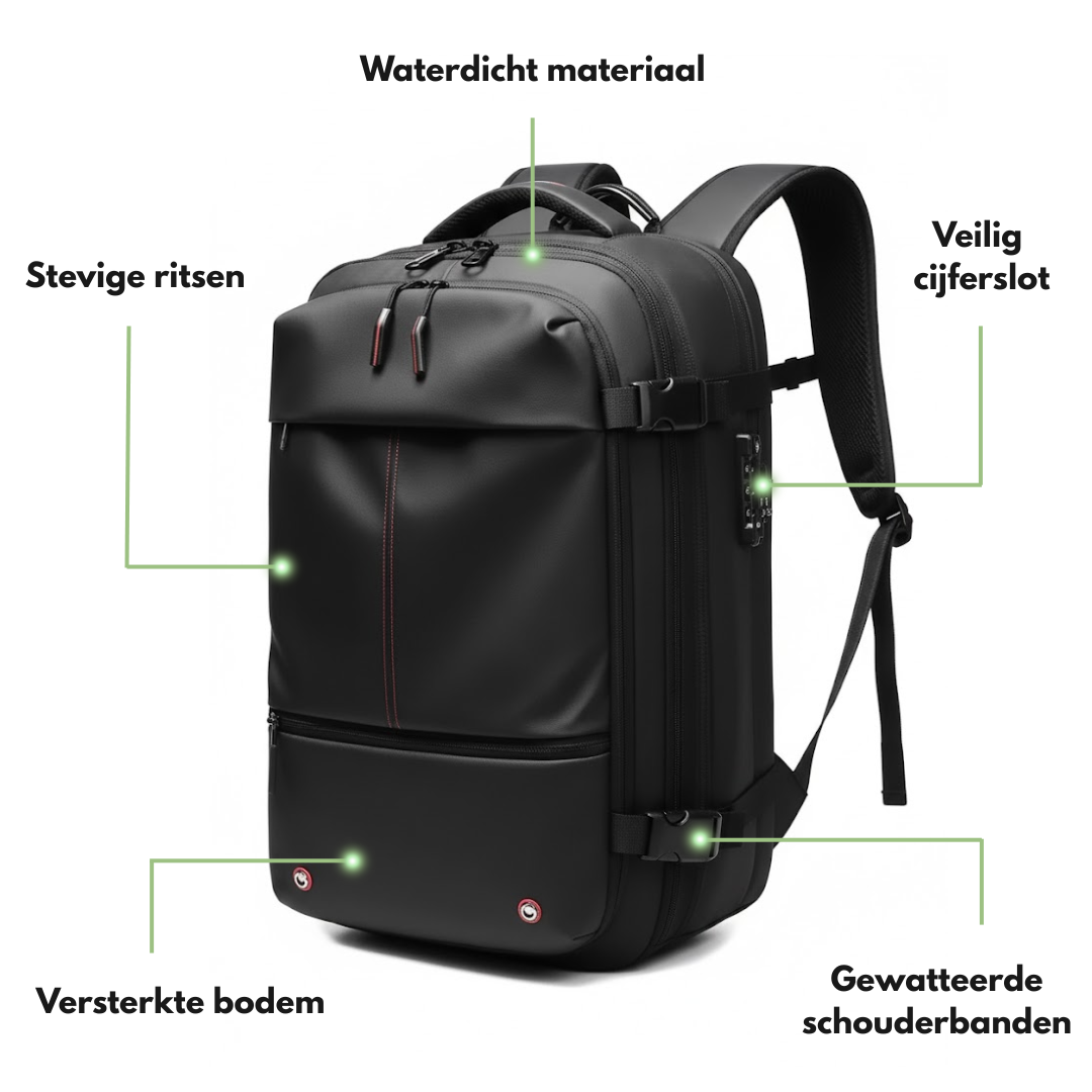 Heren Reistas Rugzak 17 Inch – Vacuümcompressie – Laptopvak