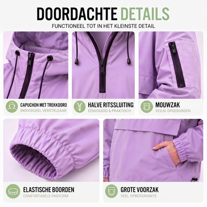 Anorak Regenjas - Capuchon met Koord - Waterafstotend