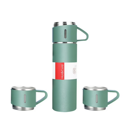 Roestvrijstalen Thermosfles 500ml – Vacuüm geïsoleerd – Met 2 extra bekers
