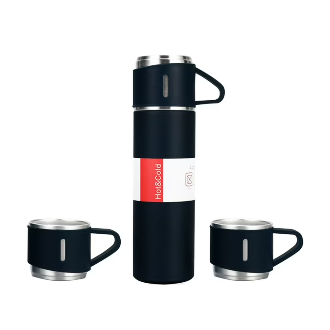 Roestvrijstalen Thermosfles 500ml – Vacuüm geïsoleerd – Met 2 extra bekers