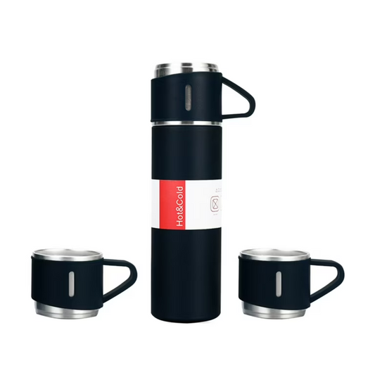 Roestvrijstalen Thermosfles 500ml – Vacuüm geïsoleerd – Met 2 extra bekers