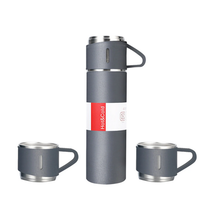 Roestvrijstalen Thermosfles 500ml – Vacuüm geïsoleerd – Met 2 extra bekers