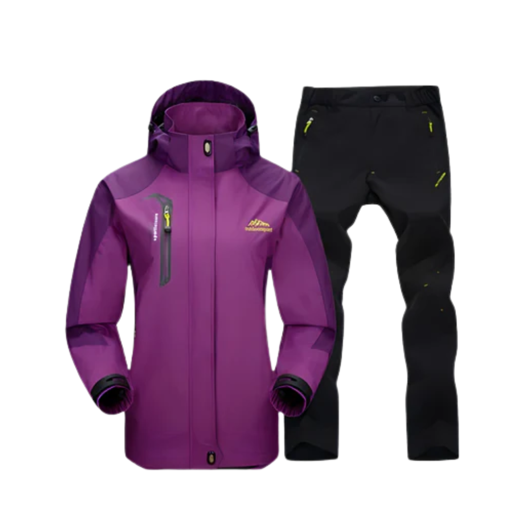 Softshell jas dames met broek, outdoor set in groen