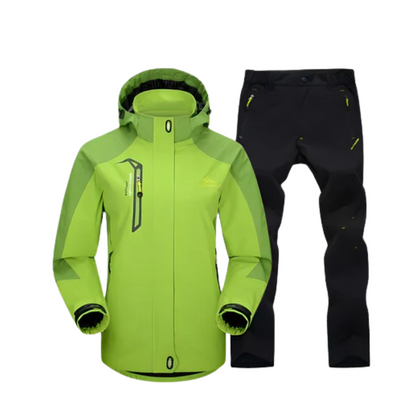 Softshell jas dames met broek, outdoor set in groen