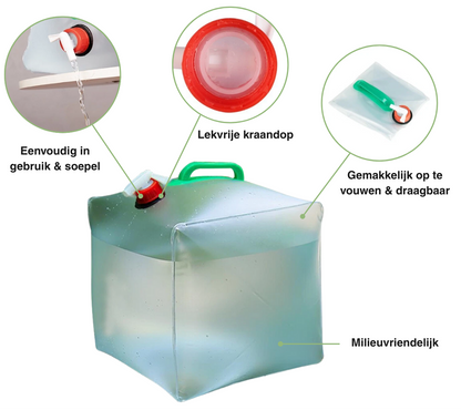 Opvouwbare waterzak 10L - Draagbaar - Camping & Noodgebruik