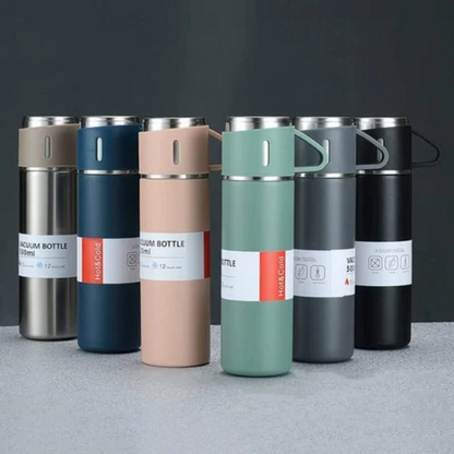 Roestvrijstalen Thermosfles 500ml – Vacuüm geïsoleerd – Met 2 extra bekers