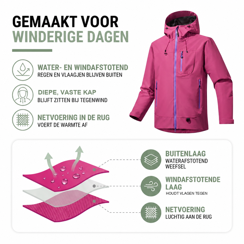 Regenjas Dames met Capuchon - Waterafstotend - Netvoering