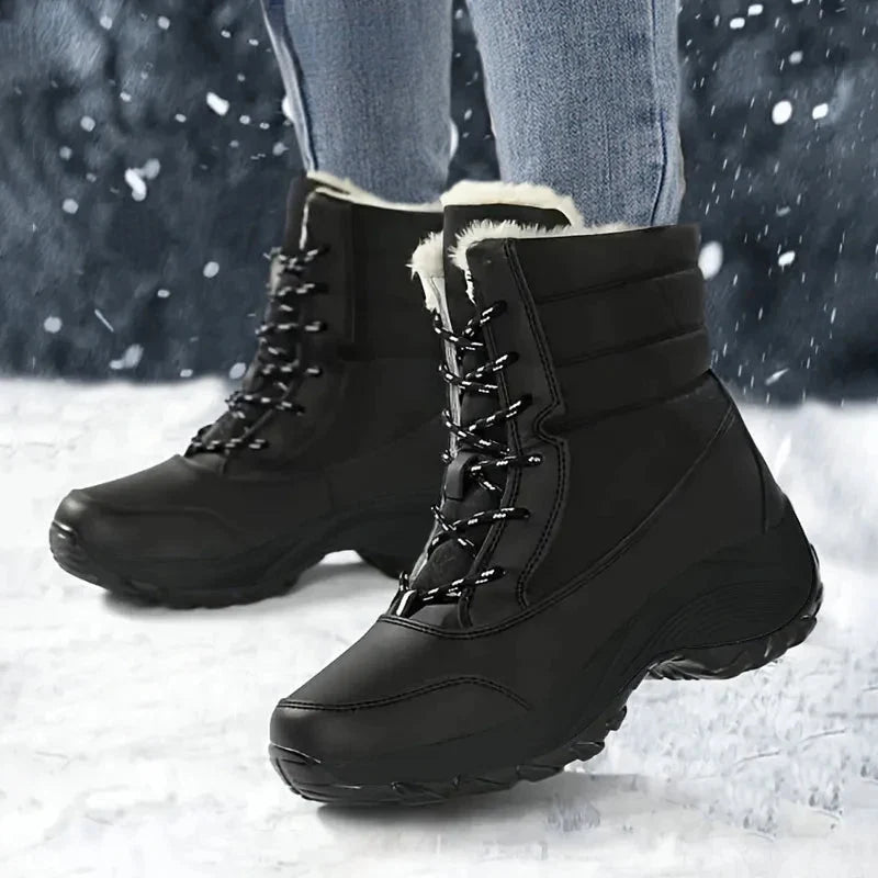 Snowboots dames met plateauzool in zwart en wit