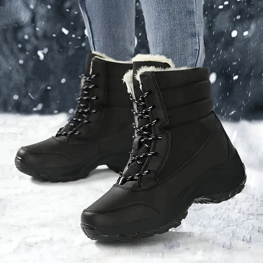 Snowboots dames met plateauzool in zwart en wit