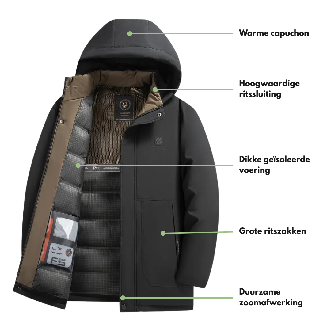 Gewatteerde Outdoor Heren Winterjas - Gevoerd - Waterdicht