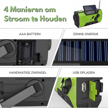 Noodradio – All-in-One & Zonne-energie – 2000mAh Batterij