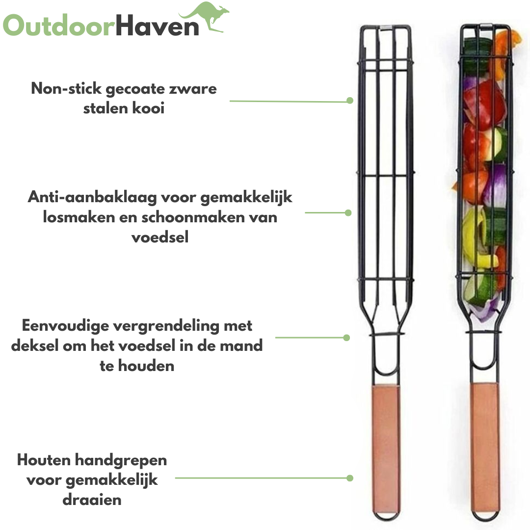 BBQ Grillmand - Kebabspies - Groentespies - OutdoorHavenNL