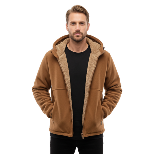 Heren Winterjas – Fleece - Volledige Rits met Capuchon