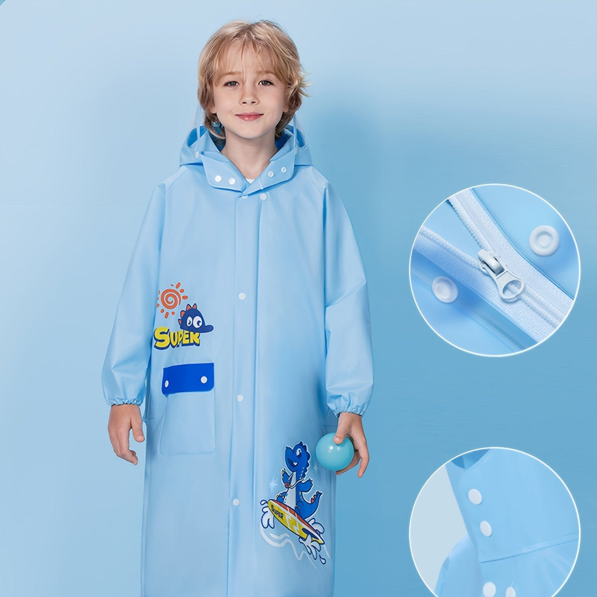 Regenjas voor kinderen met rugtasvak en kijkschermpje