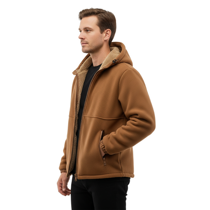 Heren Winterjas – Fleece - Volledige Rits met Capuchon