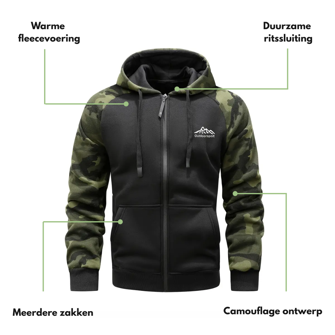 Heren Camo Fleece Hoodie – Warm & Comfortabel – Winter & Herfst