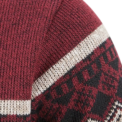 Heren Hoodie Trui – Dik Fluweel – Geometrisch Patroon