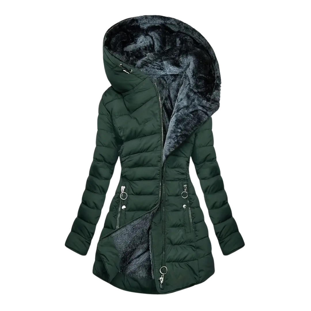 Dames Winterjas – Lange Warme Parka – met Bontvoering