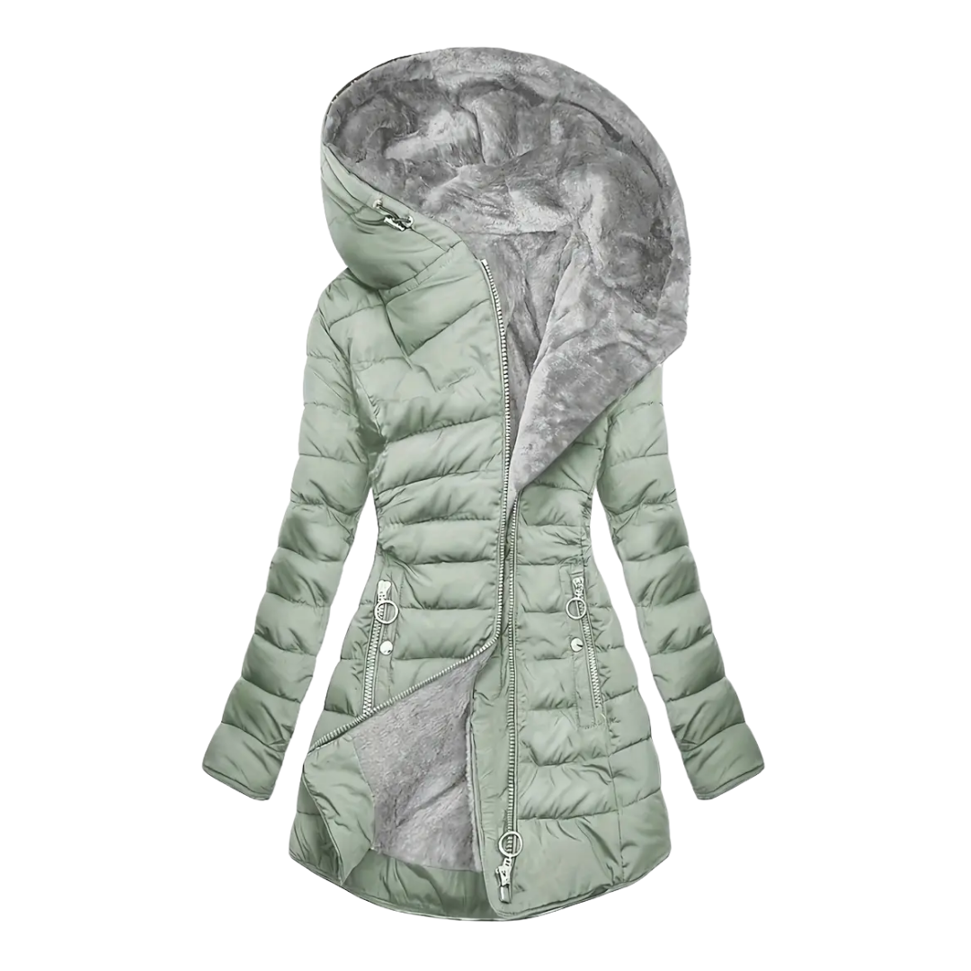 Dames Winterjas – Lange Warme Parka – met Bontvoering