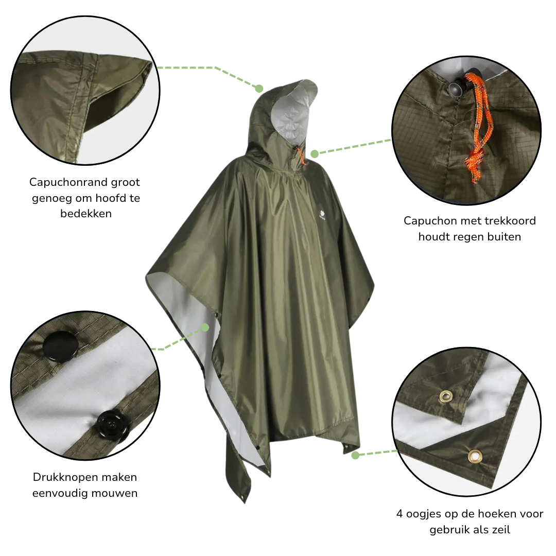 Lichtgewicht Regenponcho – Waterdicht, Ademend & Multifunctioneel