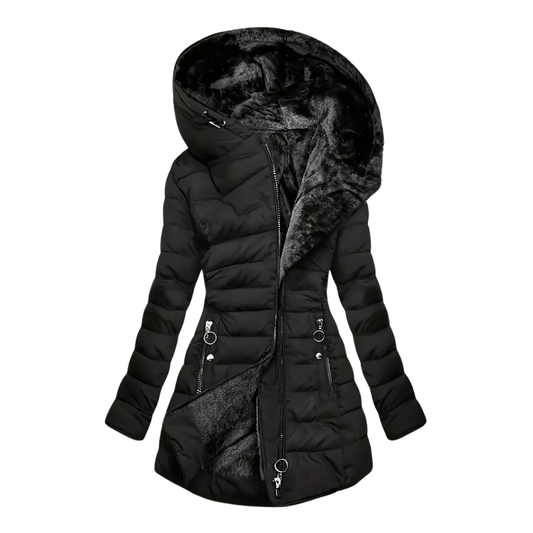 Dames Winterjas – Lange Warme Parka – met Bontvoering
