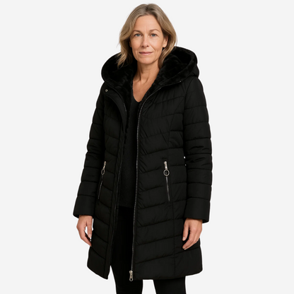 Dames Winterjas – Lange Warme Parka – met Bontvoering