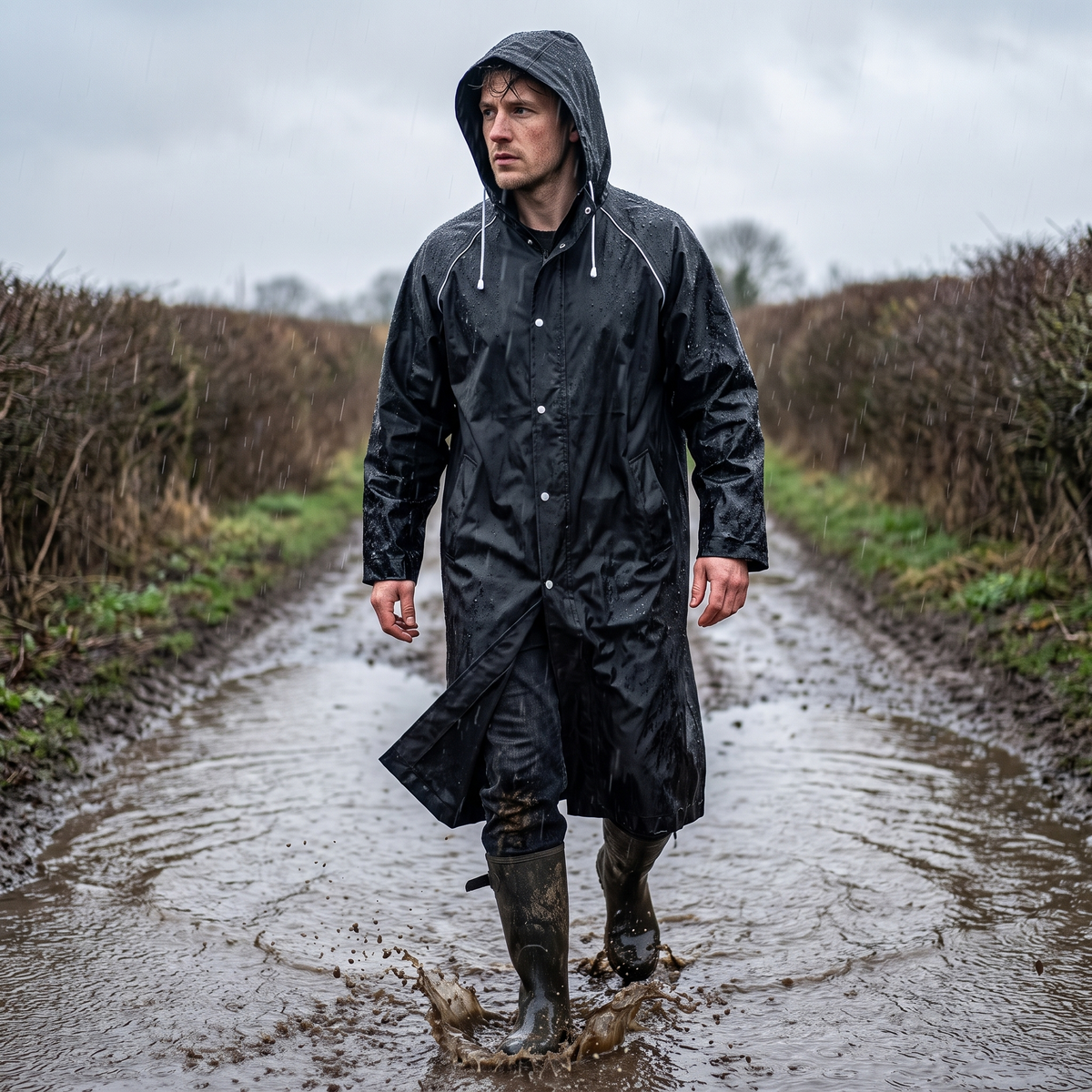 Regenmantel Lang Unisex - Lifestyle im Regen