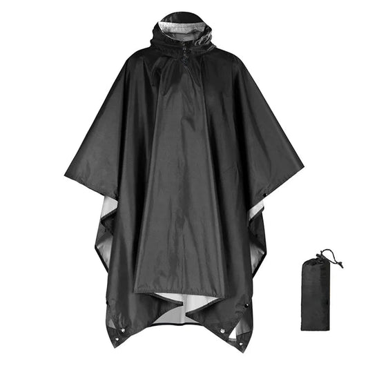 Regenponcho waterdicht met capuchon, inzetbaar als tarp