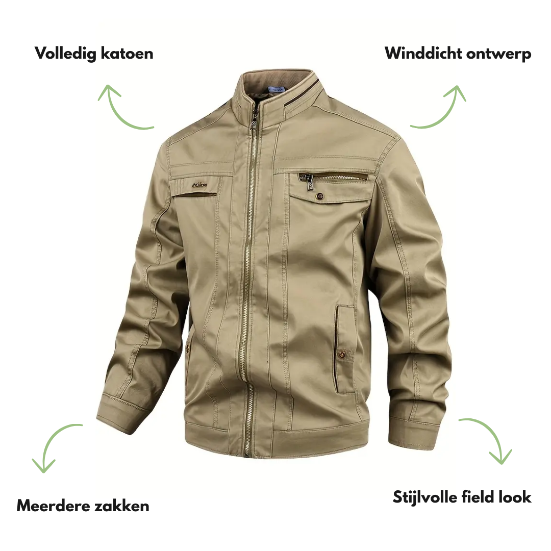 Heren Katoenen Herfst Jas – Winddicht & Casual – Outdoor