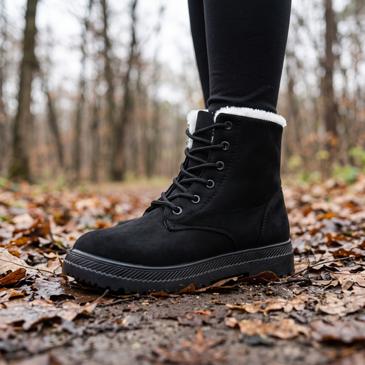Gevoerde snowboots dames met veters en profielzool