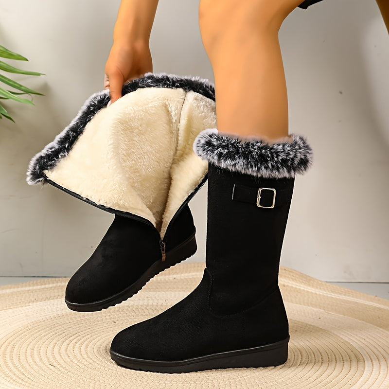 Wadenhoge snowboots dames met bontkraag