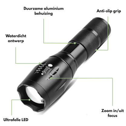 Mini LED Zaklamp – Zoom Focus & IPX5 – Aluminium Penlight