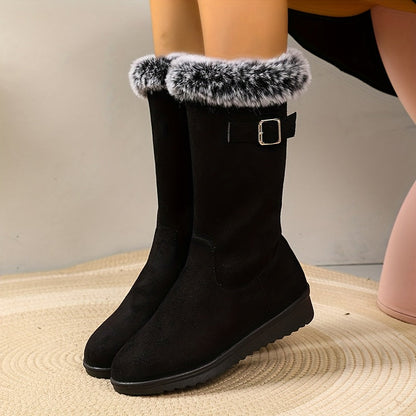 Wadenhoge snowboots dames met bontkraag