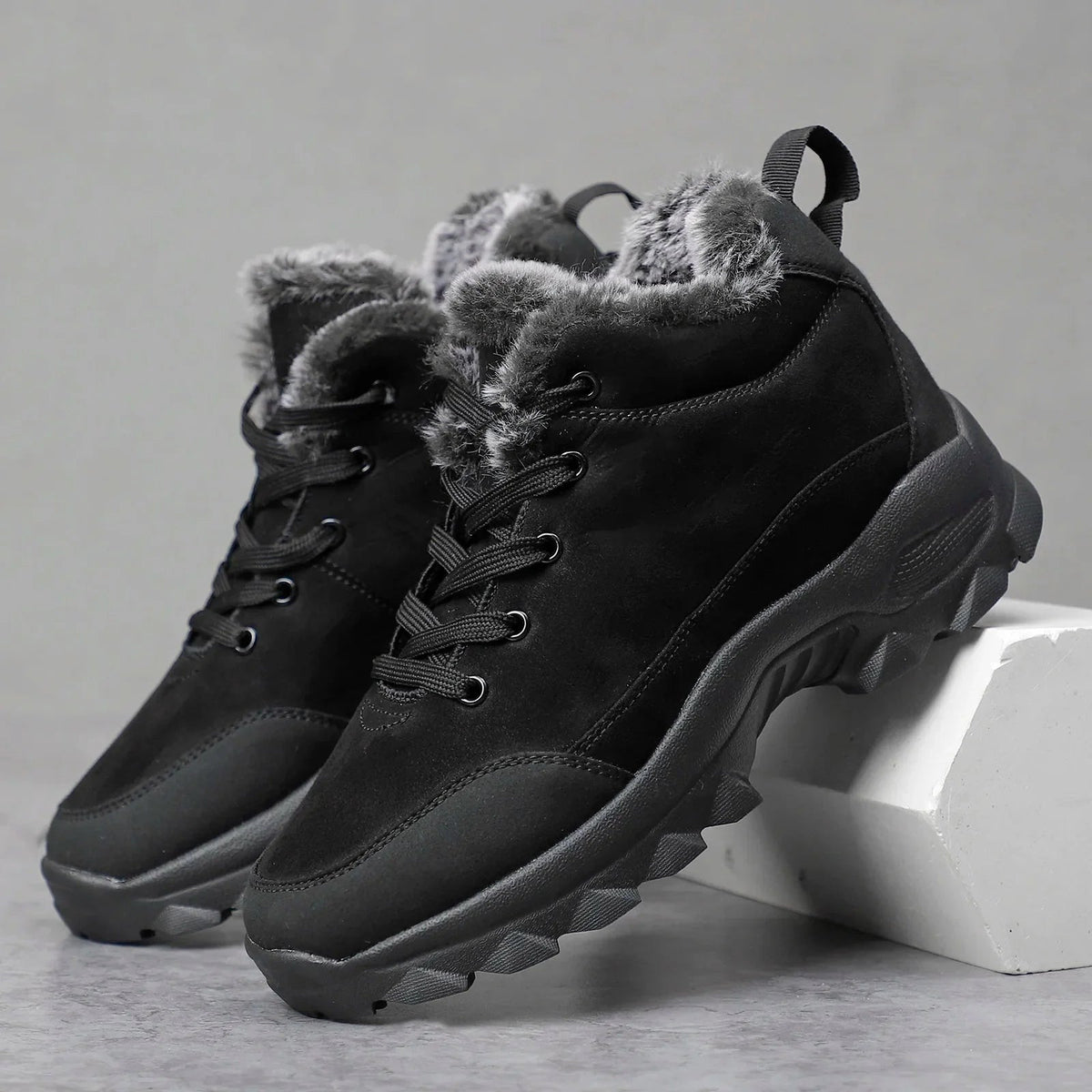 Waterdichte snowboots voor heren in het zwart